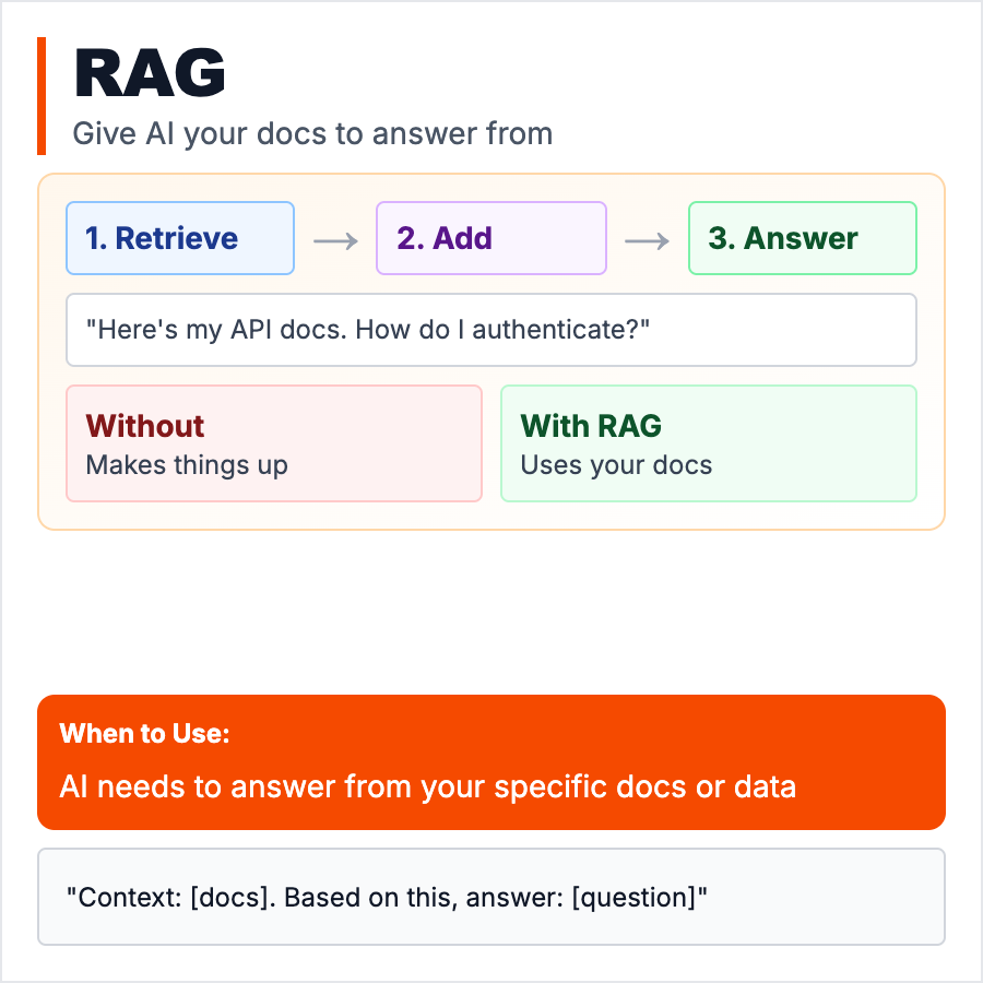 RAG (Retrieval-Augmented Generation) design pattern - RAG combines AI with search to ground responses in your data. Learn how RAG reduces hallucinations and adds knowledge.